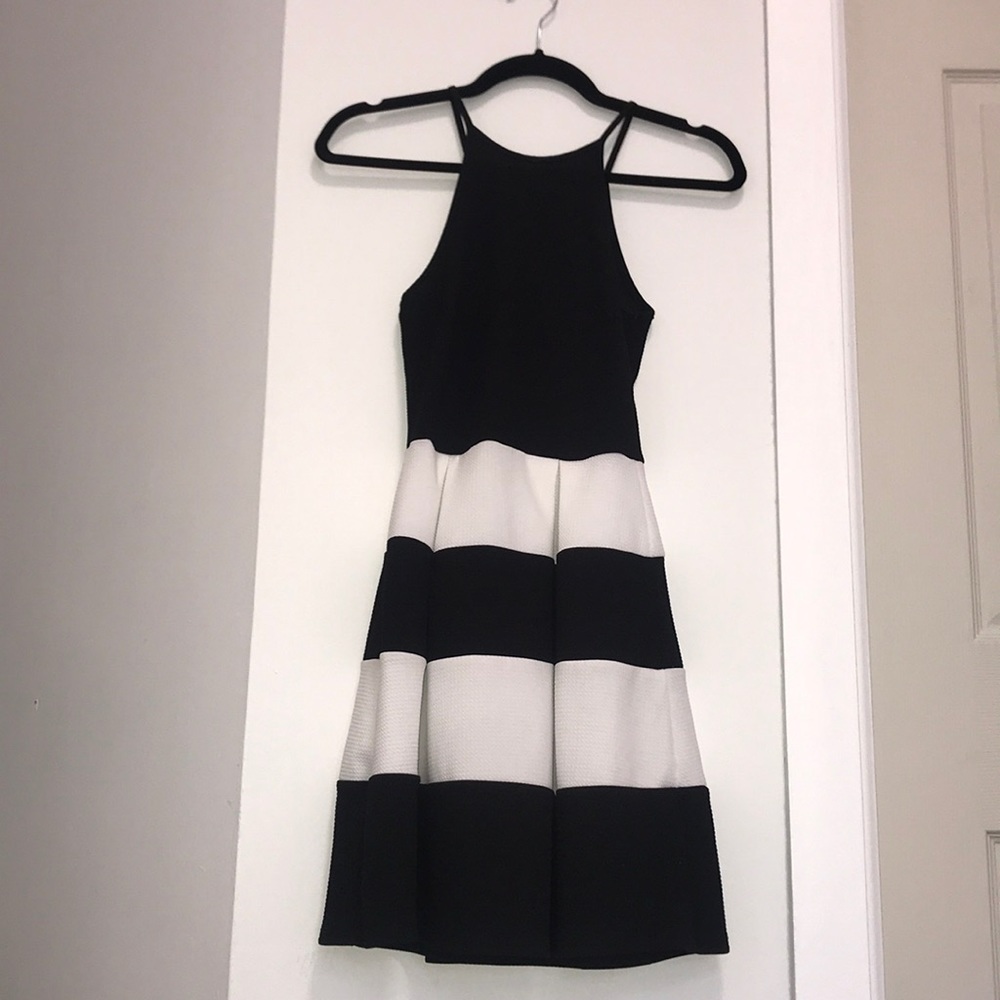 Black and White Striped Party Dress